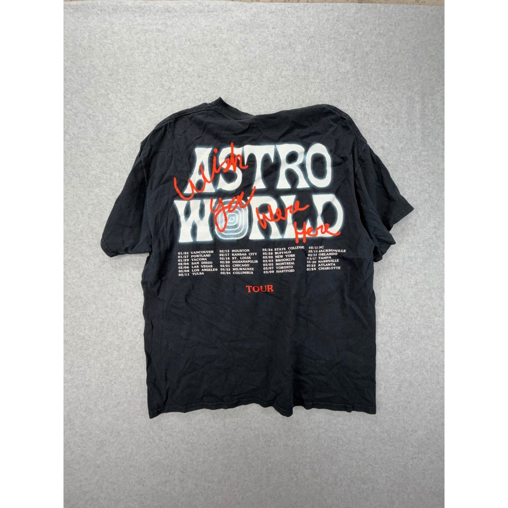 Travis Scott Astroworld Wish You Were Here Tour T-Shirt Black Large Bear Graphic